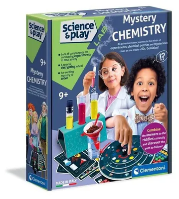 Produktbild von Clementoni Mystery Chemistry Chemiebaukasten mit magischem Entschlüsselungsrad ab 8 Jahren