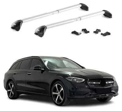 Imagen del producto de Barras de techo transversales para Mercedes S206, modelos 2021-2026, aluminio gris, 2 unidades con ABE, Imagen generada por IA