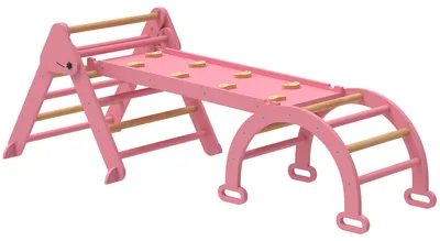 Produktbild von Klettergerüst Indoor, 7 in 1 klappbar Kletterdreieck mit Rutsche, Kletterbogen