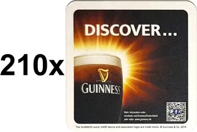 Produktbild von Guinness Discover Bierdeckel Untersetzer Unterlage Pappdeckel Bierfilz Aktion - 210 Stück (3x 70er Packung)