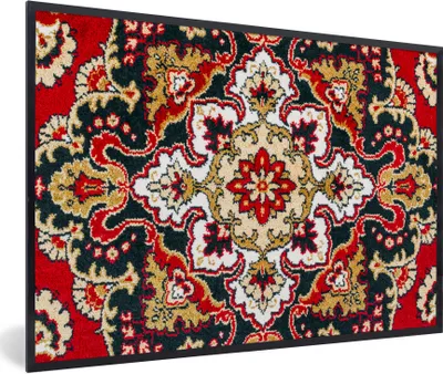 Produktbild von MuchoWow® Gerahmtes Poster Persischer Teppich - Mandala - Teppich 90x60 cm - Poster mit Schwarzem Bilderrahmen Wandposter Rahmen Foto Bilder - Fotorahmen - Foto-Plakat