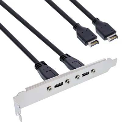 Obrázok produktu pre Držiak slotu InLine® 2x USB-C na USB 3.2 na prednom paneli Key-A interný, 0,5 m