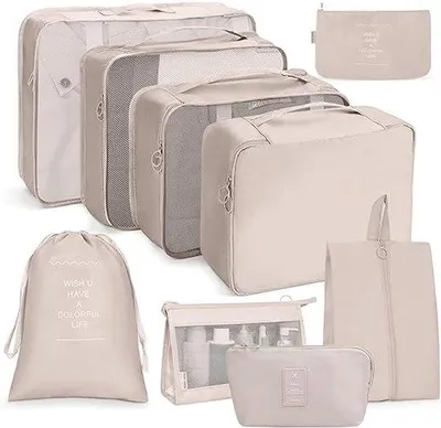 Produktbild von Famanu Verpackungstaschen für Koffer - 9 Stück - wasserabweisende Reiseorganizer