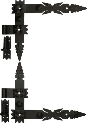 Obrázok produktu pre KOTARBAU® Dekoratívny kovaný záves 400x300 mm Sada 2x záves + 2x konzola pre brány s krídlom