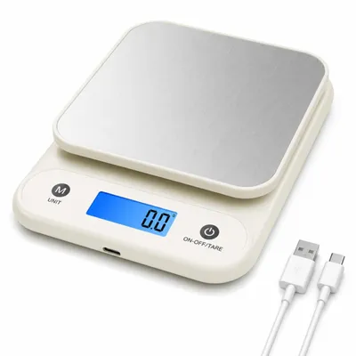 Productafbeelding van Digitale keukenweegschaal - Nauwkeurige meting in gram en ounces - Voor het afwegen van voedingsmiddelen - 5 kg / 11 lb / 0,1 g