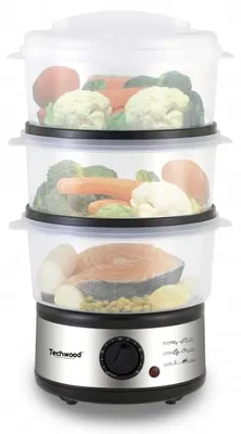 Dampfgarer 7,5 L, 3 Glasschalen, Timer, Abschaltautomatik, Grau