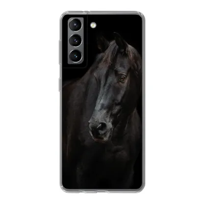 Produktbild von MuchoWow® Handyhülle Schutzhülle Hülle für Samsung Galaxy S21 Pferd - Leicht - Schwarz Silikon Softcase Handy Hülle - Softcase