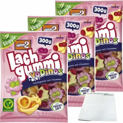 Produktbild von nimm2 Lachgummi YoDinos 3er Pack (3x300g Packung) + usy Block