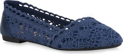 Produktbild von Mytrendshoe Klassische Bequeme Damen Ballerinas Spitze Flats 810414, Farbe: Dunkelblau, Größe: 37