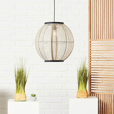 Produktbild von Pendelleuchte 1-flammig HxØ 165x47 cm schwarz/natur