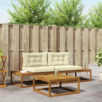 Produktbild von Outdoor-Sofagarnitur - VIDAXL - Terrassen-Sofa - mit Kissen - 3 Stück Natur und Creme