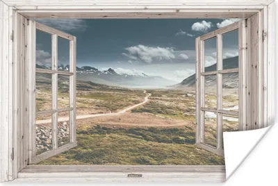 Produktbild von MuchoWow® Poster Aussicht - Berg - Holz 120x80 cm - Bilder