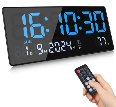 Productafbeelding van Digitale wandklok met groot LED-scherm en thermometer, 15,5 inch