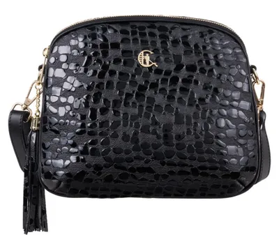 Produktbild von Messenger Bag Handtasche aus echtem Leder mit Tropfeneffekt und Goldakzenten
