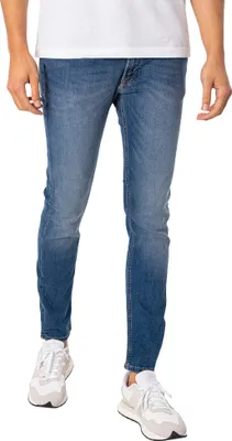Produktbild von Jack & Jones 12166854, Blau, Jeans, Baumwolle, Elasthan, Polyester, Nicht bleichen, Natürliche Trocknung, Schonwaschgang (40°C)