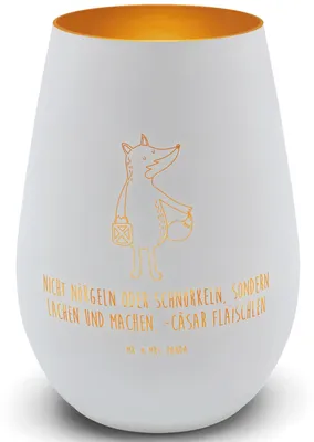 Produktbild von Mr. & Mrs. Panda Windlicht Glas Fuchs Laterne - Weiß - Geschenk, Positiv, Optimistisch, Kerzenhalter, teelichtglas, Laternenumzug, Sankt Martin, Deko, Teelichthalter
