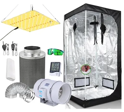 Produktbild von Grow-Zelt - Komplettes Growbox-Set - LED-Pflanzenlicht - Variante C - 60 x 60 x 140 cm - 6 V - Nicht dimmbar