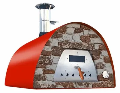 Produktbild von Holzbackofen Veloce Pro 100 – Natursteinfront Ofenfarbe: rot Ofengestell: ohne Gestell