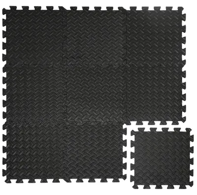 Produktbild von Schutzmatten für Böden, Set mit 9 Stück, 30x30x1 cm, geeignet für Fitnessgeräte