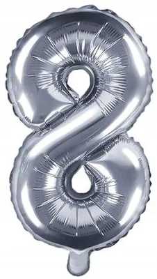 Produktbild von Zahl 8 Folienballon silber 35cm