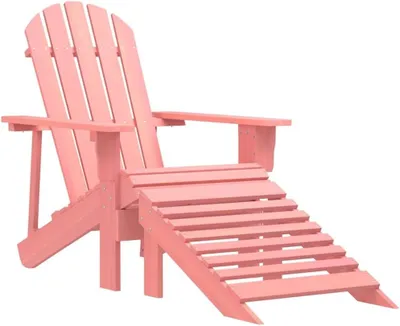 Produktbild von Adirondack-Gartenstuhl aus massivem Tannenholz mit Fußteil, rosa, witterungsbeständig, für Terrasse und Balkon, bis 110 kg belastbar