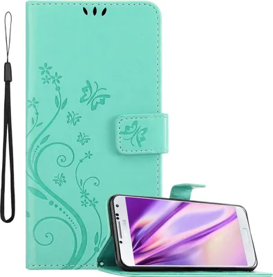 Obrázek produktu pro Cadorabo Pouzdro pro Samsung Galaxy S4 Ochranný kryt v tyrkysové barvě Ochranný kryt Pouzdro na mobil Květiny Květiny
