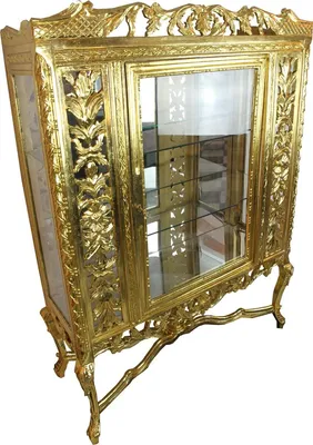 Image de Casa Padrino Baroque verre vitrine or H155 x 116 x 41.5 cm Baroque vitrine armoire meuble