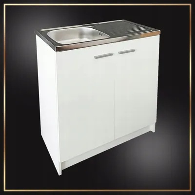 Zdjęcie produktu dla Biała Szafka Kuchenna Stojąca 80 cm + Zlew Ociekacz Bateria Elastyczna Beż