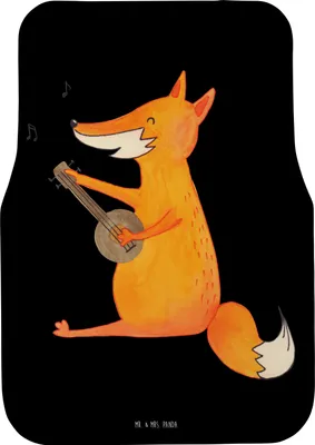 Produktbild von Mr. & Mrs. Panda Automatte Fuchs Gitarre - Schwarz - Geschenk, Singen, Optimistisch, Auto-Fußmatte, Fußmatte Auto, Fürs, PKW, Musik, Lagerfeuer