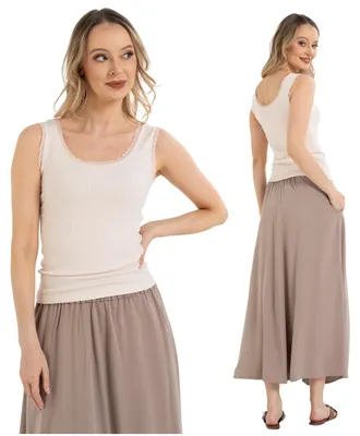 Produktbild von Damentop - Top Spitze Größe 3XL - Tanktop Damen beige - Top Viskose - Top Baumwolle