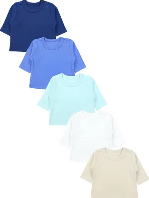 Produktbild von TupTam Baby Jungen Langarmshirt Gestreift 5er Set, Farbe: Blau_Weiß_Beige, Größe: 74