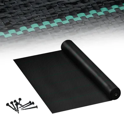 Produktbild von Unkrautvlies 10㎡ Anti Unkrautgewebe 100g/㎡ HDPP mit 14 Nägel & Trennlinie Ukrautfolie Wasserdurchlässig Unkrautbekämpfung (2m*5m, Schwarz) CEEDIR