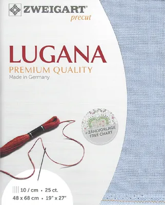 Zdjęcie produktu dla Tkanina do liczenia LUGANA Zweigart precut 25 ct. 3835 kolor 501 jasnoniebieski, 48x68 cm