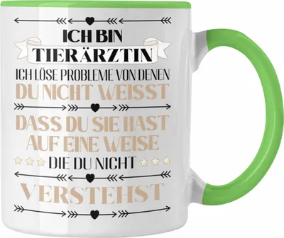 Produktbild von Trendation - Tierärztin Geschenk Lustiger Spruch Geschenkidee Kaffeebecher (Grün)