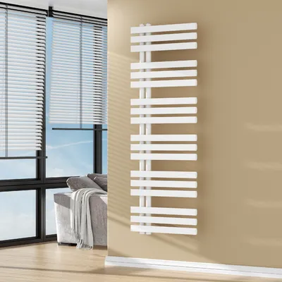 Image de Radiateur sèche-serviettes 'Slidre' avec 18 lamelles acier 140 x 50 cm blanc