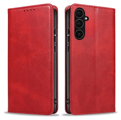 Produktbild von Handyhülle für Samsung Galaxy A56 5G Kunstleder Flip Cover Hülle Klapphülle Case Kartenfach Farbe: Rot