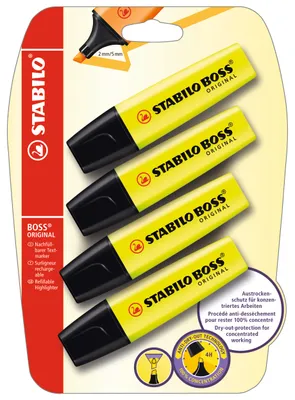Produktbild von Textmarker - STABILO BOSS ORIGINAL - 4er Pack - gelb