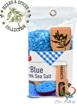 Produktbild von ELLIE 14516 Blaues Meersalz 350g mit Holzspatel, Salzkristalle von Kreta