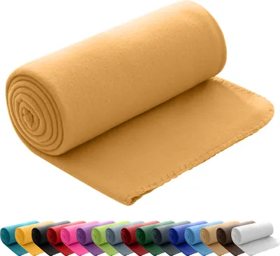 Produktbild von WOMETO Polární fleecová deka 130x160 cm, certifikovaná OEKO-TEX, váha cca 400 g, s antipillingem a osnovním lemem - barva žlutá hořčicově žlutá