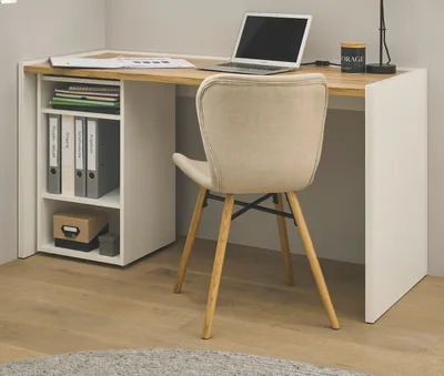 Produktbild von Büromöbel Set Center in weiß und Wotan Eiche mit Schreibtisch und Container