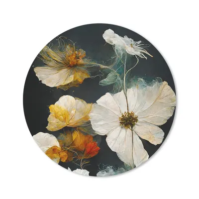 Produktbild von MuchoWow® Mauspad Mousepad Blumen - Pflanzen - Schwarz - Weiß 50x50 cm - Mousepads - Maus Mat - Pad - Mausunterlage - Vinyl