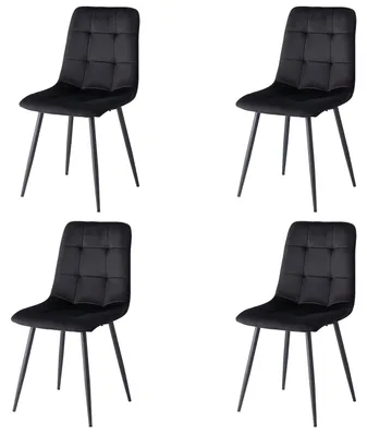 Immagine prodotto di Set di 4 sedie da pranzo - Sedia da pranzo/da cucina - Seduta imbottita in tessuto - Schienale - Struttura in metallo - Senza braccioli - Design moderno - Marrone