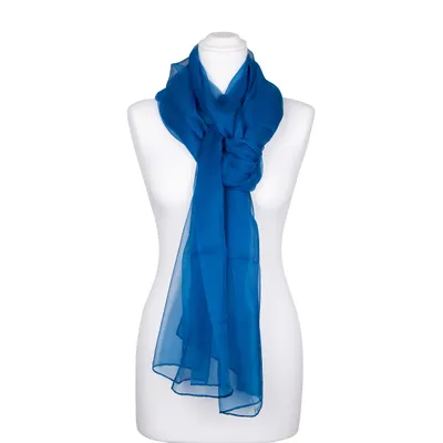 Produktbild von Stola Seidenschal Chiffon topas blaugrün dunkelblau Seide 230x55cm