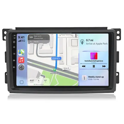 Imagen del producto de Radio para Android 15 de Hexinex, compatible con Carplay, con 4 GB de RAM y 64 GB de almacenamiento, para vehículos Smart Fortwo 451 de los años 2005-2010, con GPS, Bluetooth 5.0, Wi-Fi, control de volante (SWC), USB y procesador de sonido digital (DSP)