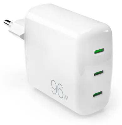 Produktbild von PURO MiniPro 96W GAN-Wandladegerät mit 3 USB-C-Anschlüssen