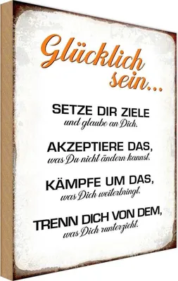Produktbild von vianmo Holzschild 18x12 cm glücklich sein glaube an dich Dekoration