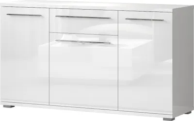 Produktbild von Kommode Garim 1, Farbe: Weiß Hochglanz - 85 x 150 x 45 cm (H x B x T)