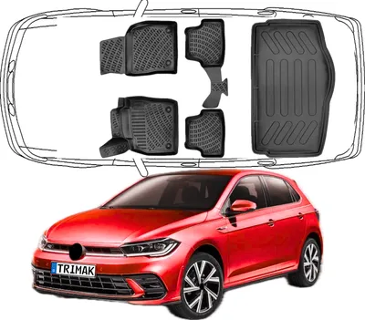 Produktbild von 3D Fußmatten & Untere Kofferraumwanne Auto Set Kompatibel mit VW Polo VI 2017 -2024