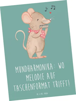 Produktbild von Mr. & Mrs. Panda Postkarte Mundharmonika Freude - Meeresbrise - Geschenk, Lernen, Folklore, Musiker, Grußkarte, Musikinstrument, Instrument, Volksmusik, Postkarten, Musik