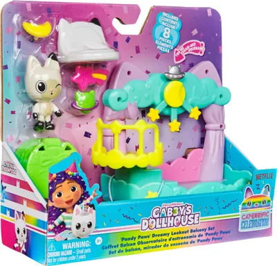 Produktbild von Gabby's Dollhouse Dreamworks - Balkon-Spielset Pandy Paws Sternwarte, 8-teiliges Set mit Katzenfigur und Puppenhaus Zubehörteilen, Aktion/Abenteuer, 3 Jahr(e), Mehrfarbig